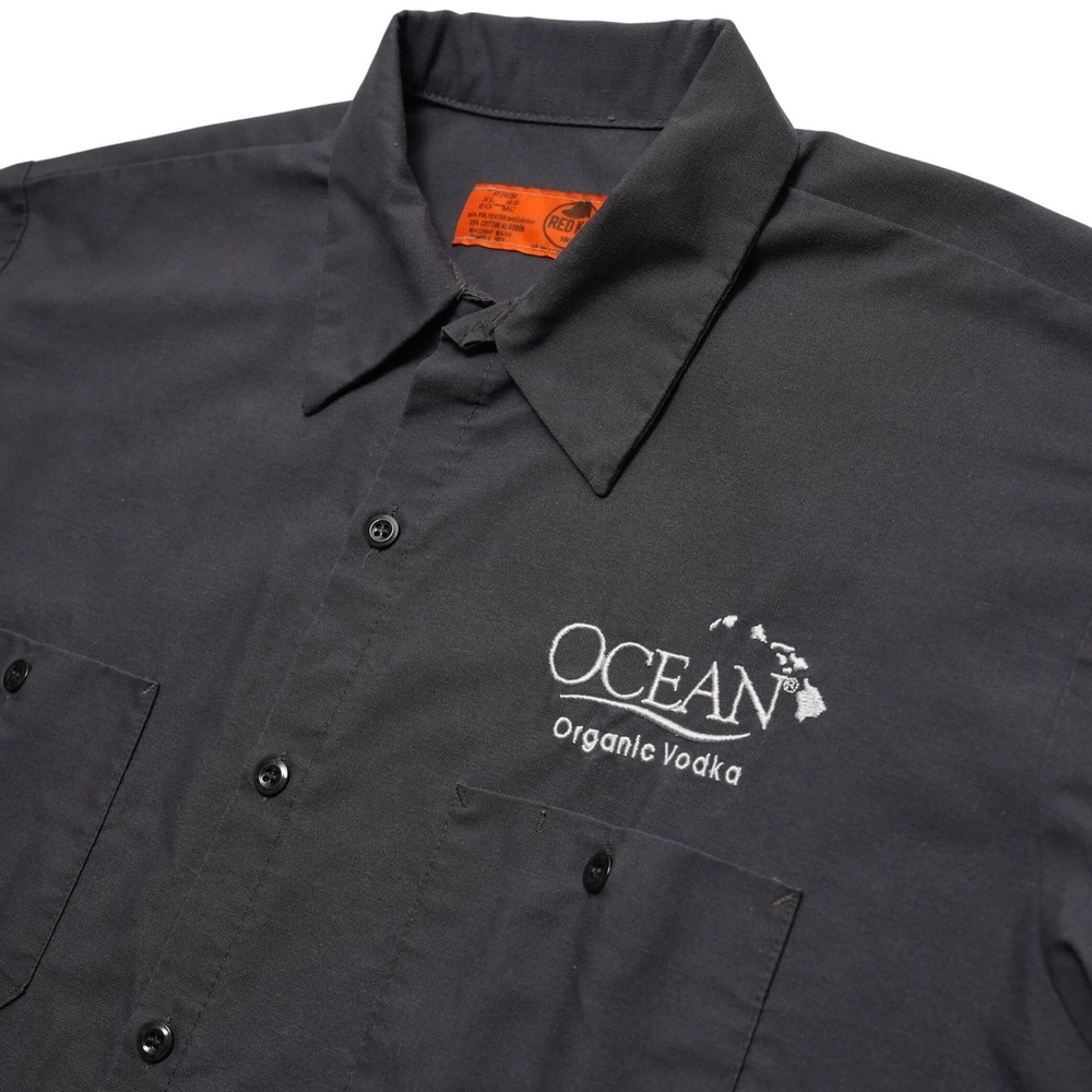 Ocean Vodka Work Shirt Men XL Charcoal Grey Embroidered‎ Logo Red Kap